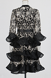 SUPER WHOLESALE | Mock Neck Lace Long Dress