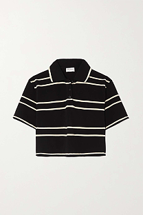 SUPER WHOLESALE | Striped Cropped Polo Shirt