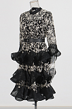 SUPER WHOLESALE | Mock Neck Lace Long Dress