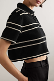 SUPER WHOLESALE | Striped Cropped Polo Shirt