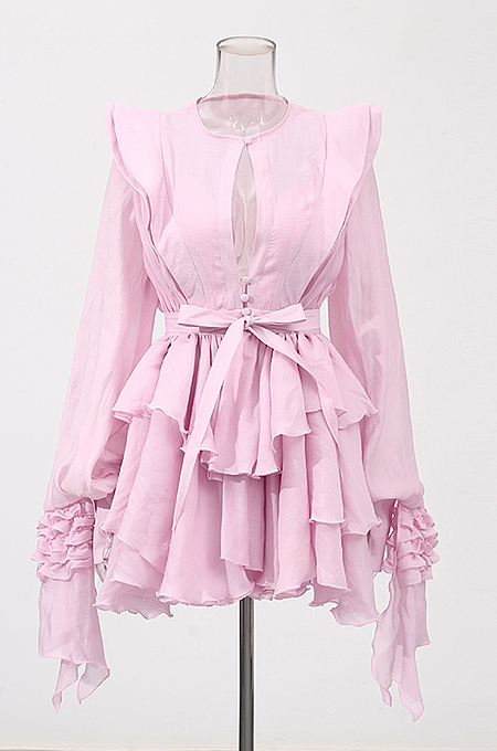 SUPER WHOLESALE | Ruffles Cut-out Mini Dress