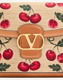 SUPER WHOLESALE | Shoulder Bag In Jacquard Raffia With Cherryfic Motif