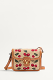 SUPER WHOLESALE | Shoulder Bag In Jacquard Raffia With Cherryfic Motif