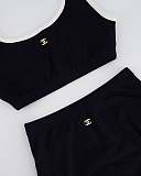 SUPER WHOLESALE | Black Two Piece Swim Suit Set