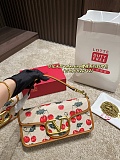 SUPER WHOLESALE | Shoulder Bag In Jacquard Raffia With Cherryfic Motif