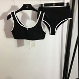 SUPER WHOLESALE | Black Two Piece Swim Suit Set
