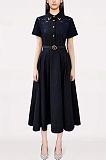 SUPER WHOLESALE | Short-Sleeve Button-Up Midi Shirt Dress