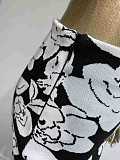 SUPER WHOLESALE | Cropped Rose Printed Knit Skirt Suit