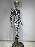 SUPER WHOLESALE | Cropped Rose Printed Knit Skirt Suit