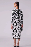 SUPER WHOLESALE | Cropped Rose Printed Knit Skirt Suit