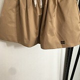SUPER WHOLESALE | Beige Drawstring Skirt with Sapphire Blue Briefs