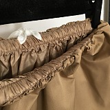 SUPER WHOLESALE | Beige Drawstring Skirt with Sapphire Blue Briefs