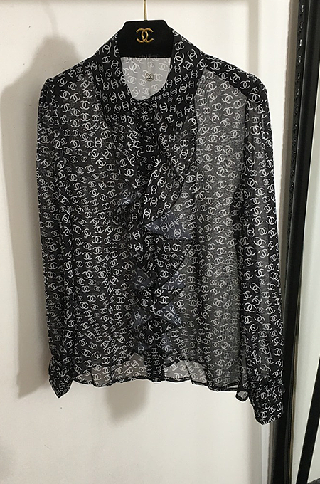 SUPER WHOLESALE | See-through Monogram Shirt Top