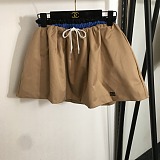 SUPER WHOLESALE | Beige Drawstring Skirt with Sapphire Blue Briefs