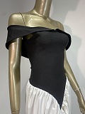 SUPER WHOLESALE | Vintage-Inspired Black and White Off-Shoulder Corset Gown