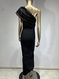 SUPER WHOLESALE | Asymmetric Fuchsia Dress with Crystal Accents