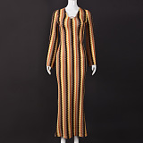 SUPER WHOLESALE | Plunging Neck Long Sleeve Long Dress