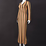 SUPER WHOLESALE | Plunging Neck Long Sleeve Long Dress