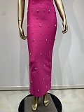 SUPER WHOLESALE | Asymmetric Fuchsia Dress with Crystal Accents