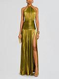 SUPER WHOLESALE | Split Halter Long Dress