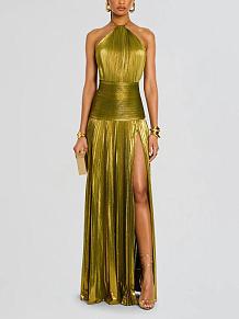 SUPER WHOLESALE | Split Halter Long Dress