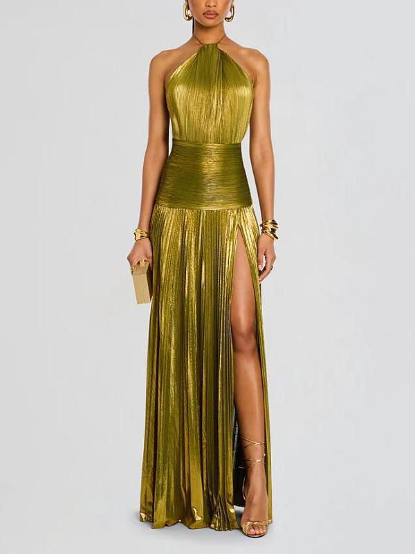 SUPER WHOLESALE | Split Halter Long Dress