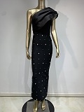 SUPER WHOLESALE | Asymmetric Fuchsia Dress with Crystal Accents