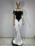 SUPER WHOLESALE | Vintage-Inspired Black and White Off-Shoulder Corset Gown