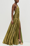 SUPER WHOLESALE | Split Halter Long Dress