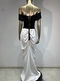 SUPER WHOLESALE | Vintage-Inspired Black and White Off-Shoulder Corset Gown