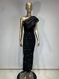 SUPER WHOLESALE | Asymmetric Fuchsia Dress with Crystal Accents