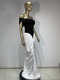 SUPER WHOLESALE | Vintage-Inspired Black and White Off-Shoulder Corset Gown