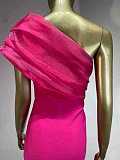 SUPER WHOLESALE | Asymmetric Fuchsia Dress with Crystal Accents