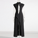 SUPER WHOLESALE | Shirt Collar Long Dress with Tie