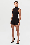 SUPER WHOLESALE | Sleeveless Sculpt Romper in Black