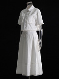 SUPER WHOLESALE | Embroidered Shirt Top & Pleated Skirt