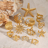 SUPER WHOLESALE | Stainless Steel 18k Plated  Sea Theme Rings