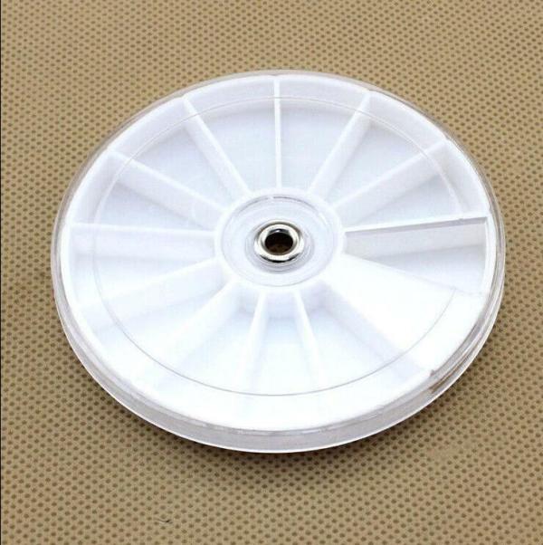 Round Plastic Box Diamond Beads Screws Small Part Storage Box with 12 Grids