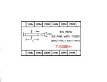 1.2mm Diameter Big Head S/S Pressure Pins with Tubes 10mm-24mm Long GT636BH