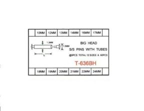 1.2mm Diameter Big Head S/S Pressure Pins with Tubes 10mm-24mm Long GT636BH