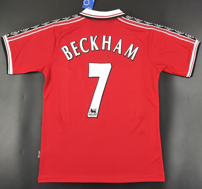 US$ 20.98 - 1998-1999 Man Utd Home #7 Beckham Retro Soccer Jersey Shirt ...