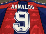 BA Home Red and Blue Retro Soccer Jersey 96-97(Name:RONALDO Number:9) ★★