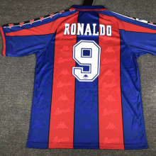 BA Home Red and Blue Retro Soccer Jersey 96-97(Name:RONALDO Number:9) ★★