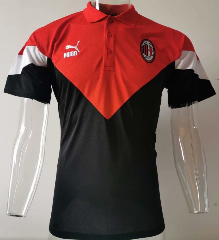 2020 21 Ac Milan Red And Black Polo Short Jersey
