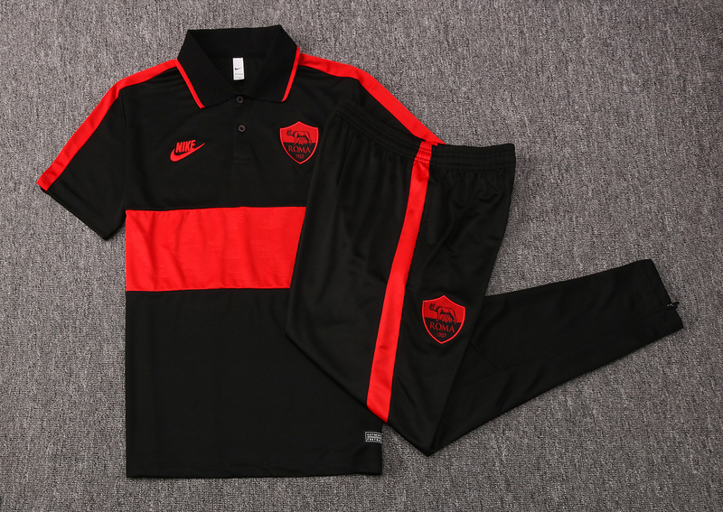 US$ 32 - 2020/21 AS Roma Black Polo Tracksuit - www.brfans.com