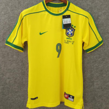 1998 Brazil Home Yellow Retro Soccer Jersey(No small fonts on the chest)