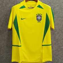 2002 Brazil Home Yellow Retro Soccer Jersey