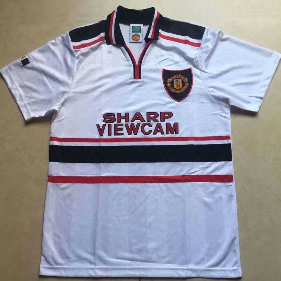 1997 1999 Man United Away White Retro Soccer Jersey