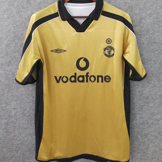 2001 Man Utd Golden Retro Soccer Jersey