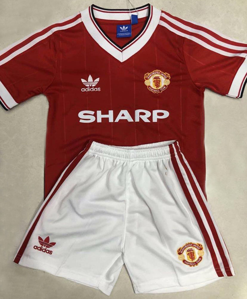 1984 Man Utd Home Retro Kids Soccer Jersey